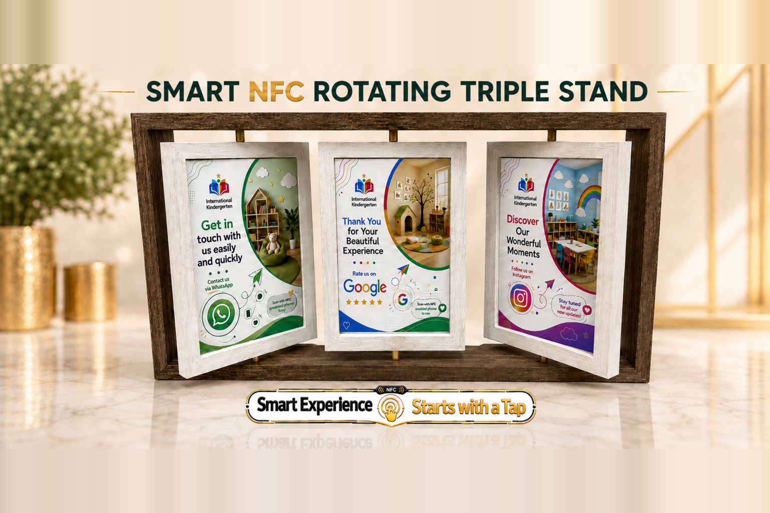 SMART NFC ROTATING TRIPLE STAND Smart NFC Business Card